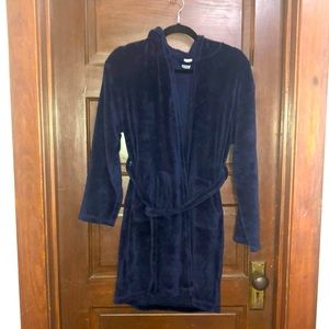 Gap Kids Navy Blue Fuzzy Sleep Robe with hood & pockets Boys’ Size 14 EUC